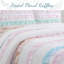 Ensemble de courtepointe réversible 100% coton blanc / bleu / rose -1339347442