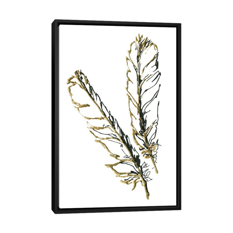 « gilded red-tailed hawk plumes », reproduction de dessin sur toile, H 26 po x l 18 po x P 1,5 po, Toile avec cadre noir