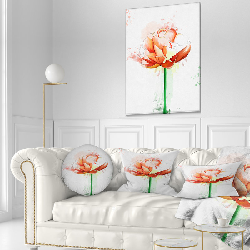 Coussin lombaire rose avec une tige et des éclaboussures de peinture