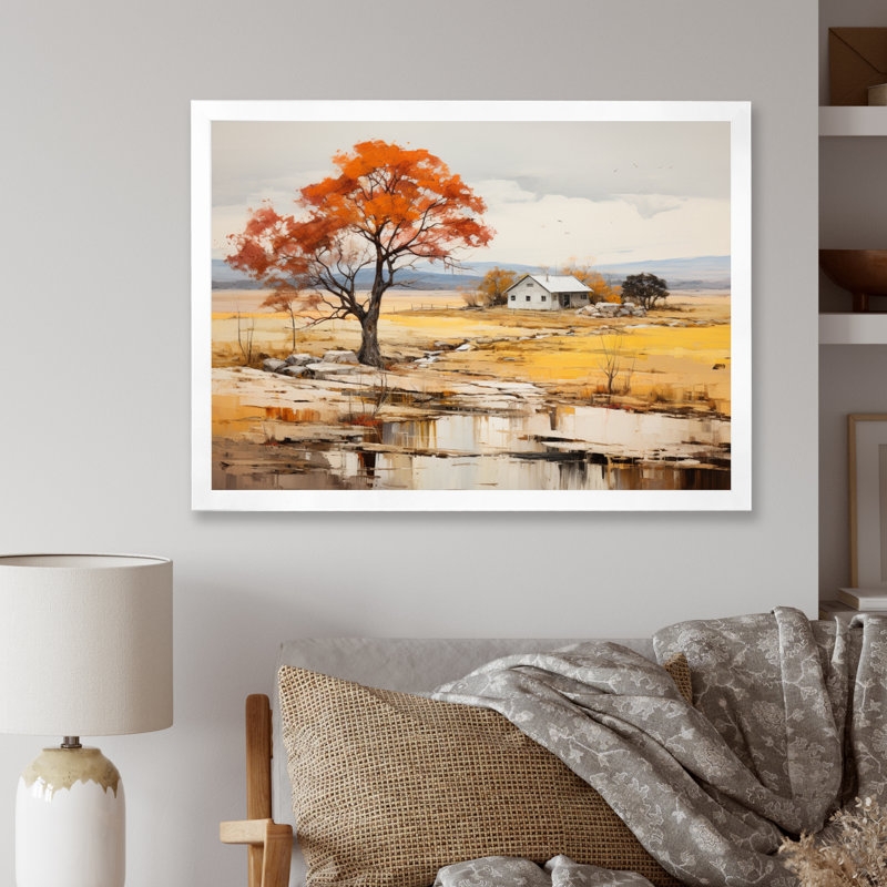«Farm Autumn Hues Landscape I», reproduction, H 34 po x l 44 po x P 1,5 po, Cadre photo blanc