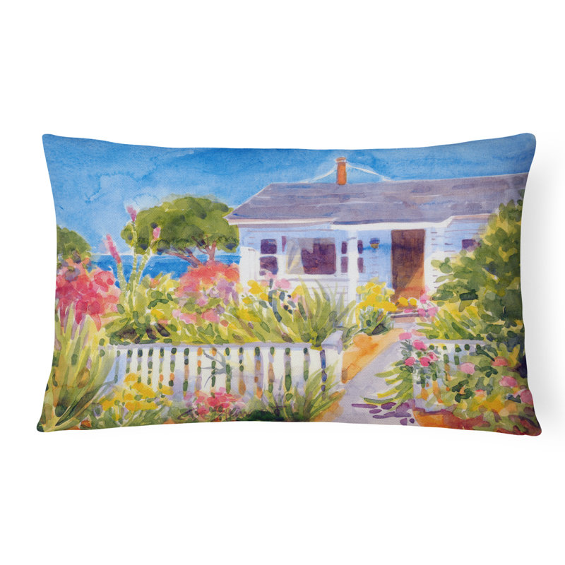 Seaside Beach Floral Outdoor Reversible Throw Pillow