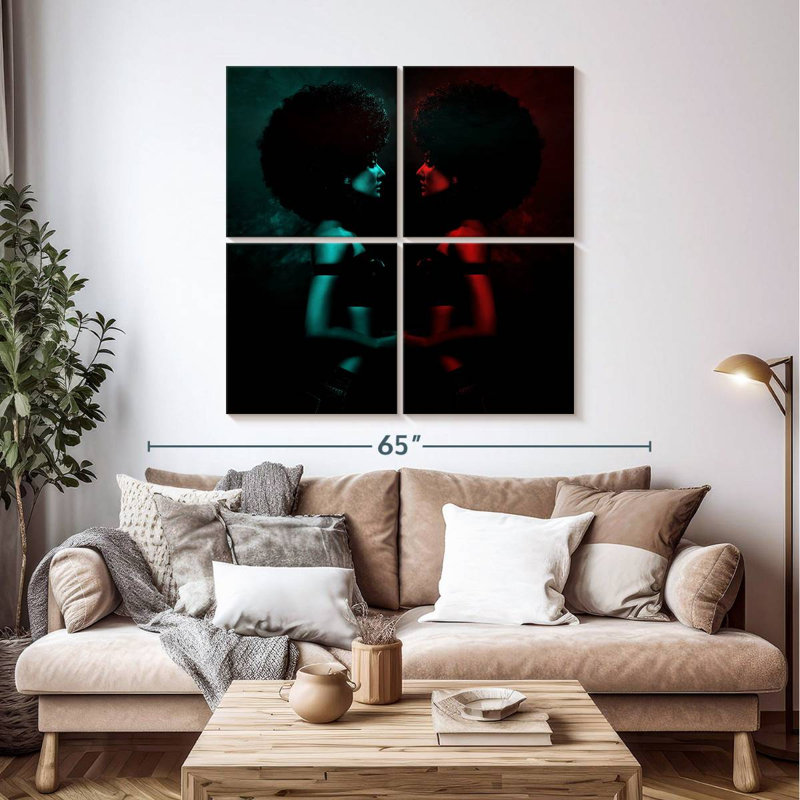 Portrait de femme afro, H 45 po x l 45 po