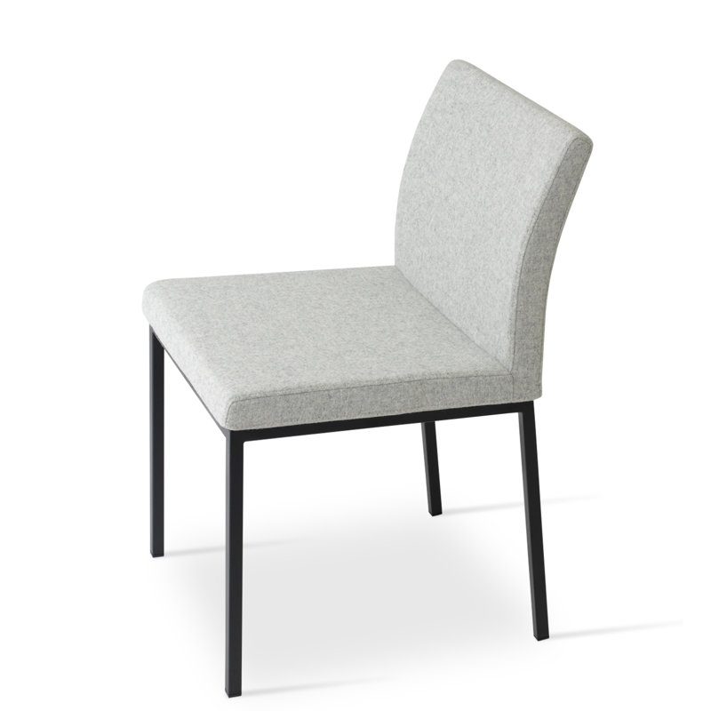 Chaise d'appoint en métal Aria, Laine argentée, Noir