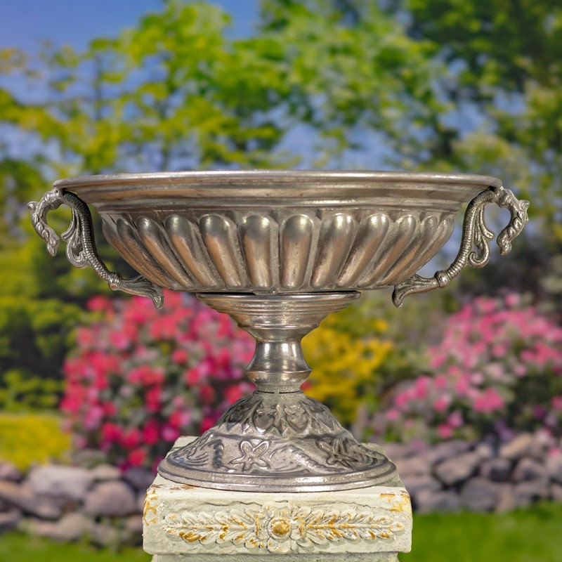 Aeneas Frosted Silver Metal Urns (Set of 2), Silver