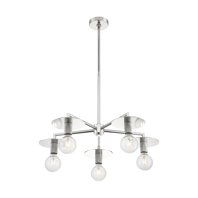 Lustre sphérique spoutnik à 5 lumières Sawvel, Nickel poli