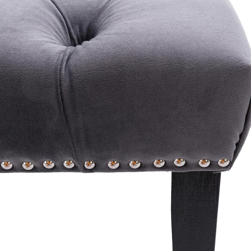 Heng Ming Upholstered Tufted Bench Ottoman , Velvet Dining Bench Bedroom Bench  Footrest Stool Accent Bench For Entryway Dining Room Living Room, Dark Gray