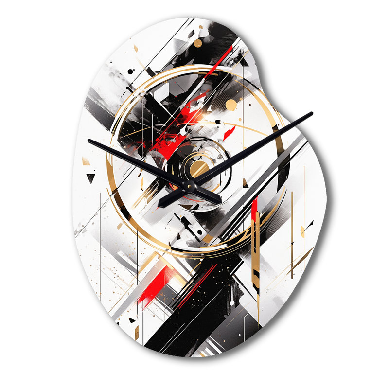 Tourbillon noir et rouge à facettes multiples - forme unique en forme de cubisme, horloge murale moderne à forme libre, Petit