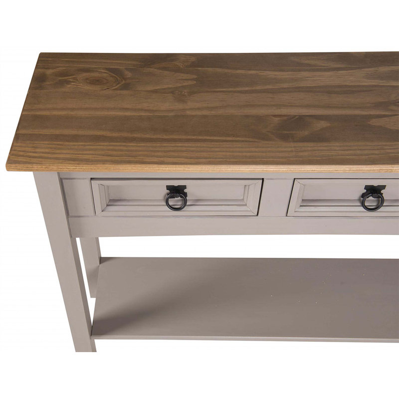 Annam Solid Wood Console Table, 73cm H x 122cm W x 32cm D, Grey