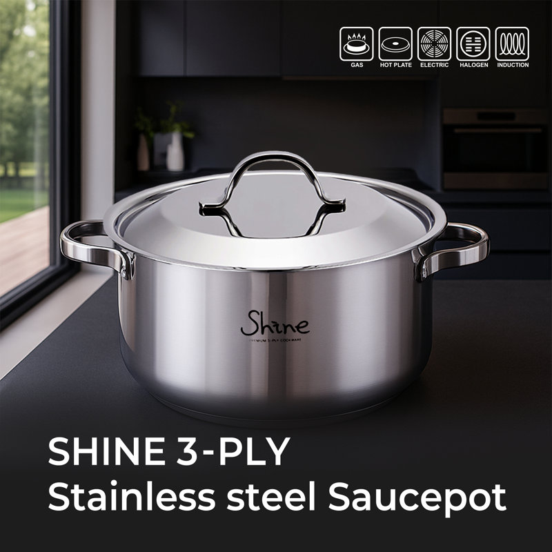 Shine 3ply Stainless Steel 7.1" Saucepot, 7.09"