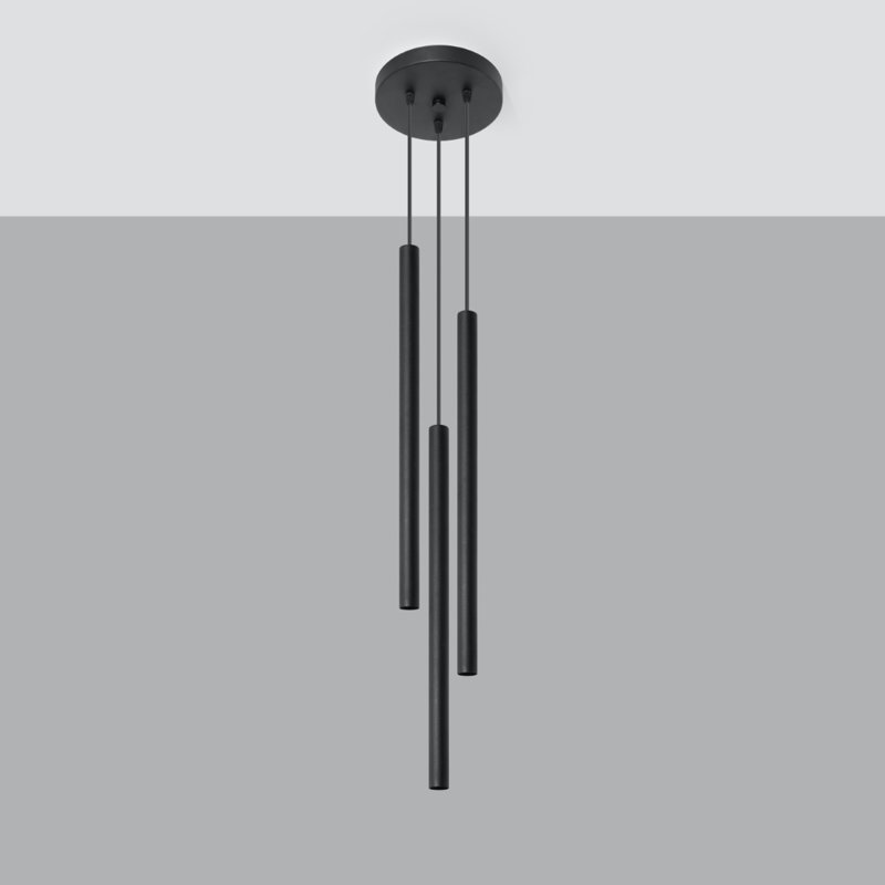 Shirey 3 - Light Cluster Cylinder Pendant, Black