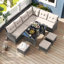 Ensemble de canapé modulaire en rotin 7 pièces avec coussins moelleux 7 pièces-598740710