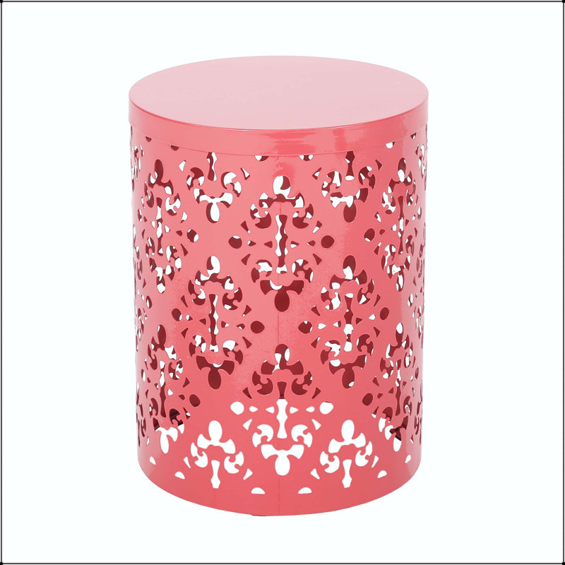 Table de bout d'extérieur en métal - grande avec motif floral en fer, Coral