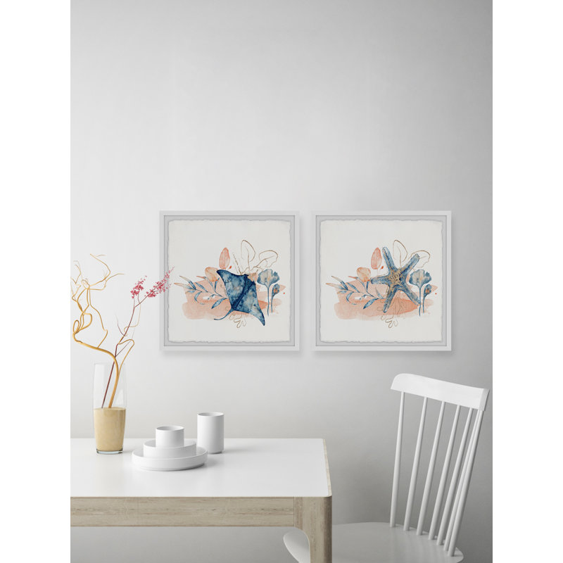 Enprise Bottom Dwellers by Marmont Hill - 2 Piece Single Picture Frame Painting Set, 30cm H x 30cm W x 3.81cm D