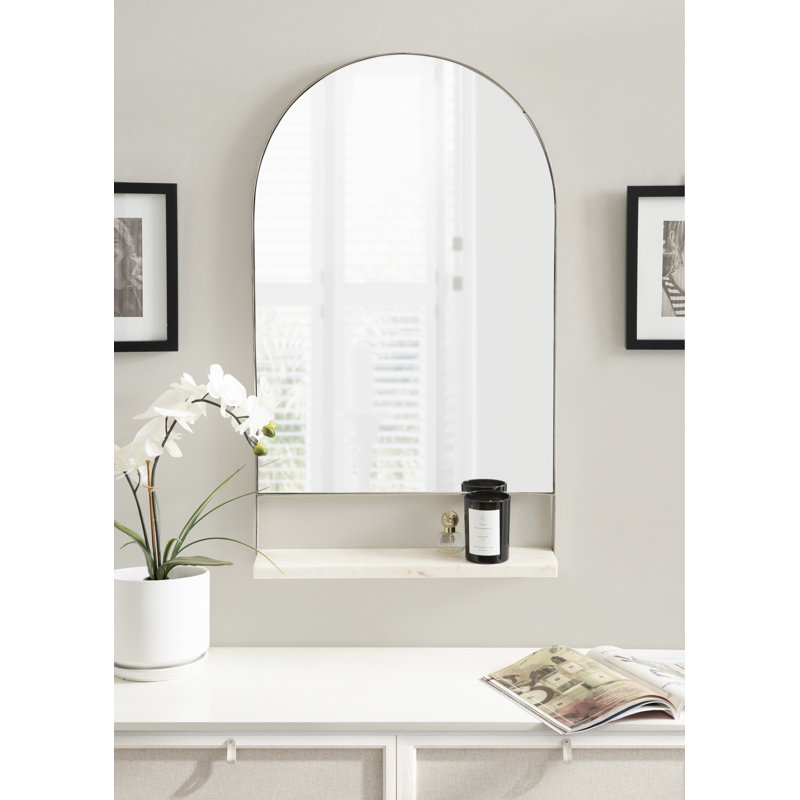 Cielo Arch Mirror with Shelves, Black/Black, 34" x 20"