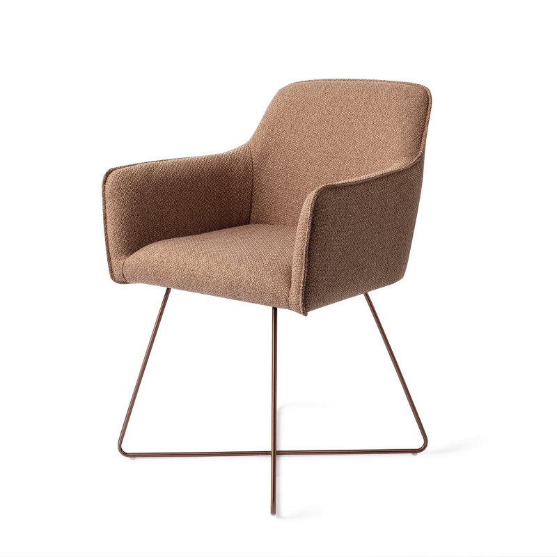 Bartly 123.19cm H Polyester Upholstered Metal Armchair, Brown, Rose
