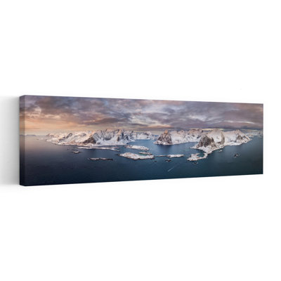 White Wonder 1 Piece Wrapped Canvas Panoramic Wall Art