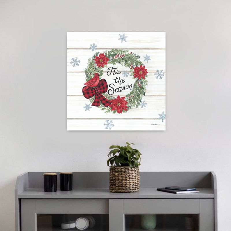 Tis The Season Wreath, poinsettia contemporain, art floral, H 18 po x l 18 po