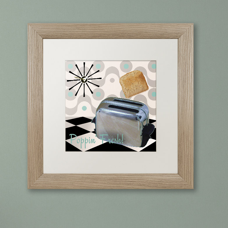 «Jadaya Fifties Kitchen I» par Color Bakery, impression encadrée, H 11 po x l 14 po x P 0,5 po, Blanc
