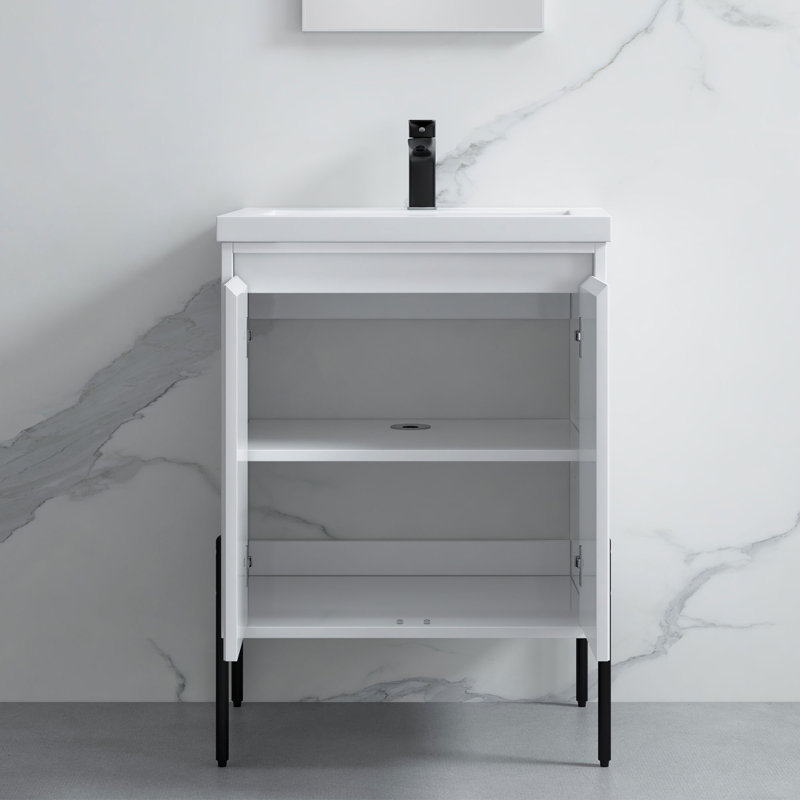 Ensemble de meuble-lavabo simple 24 po Lameika, Blanc, Noir