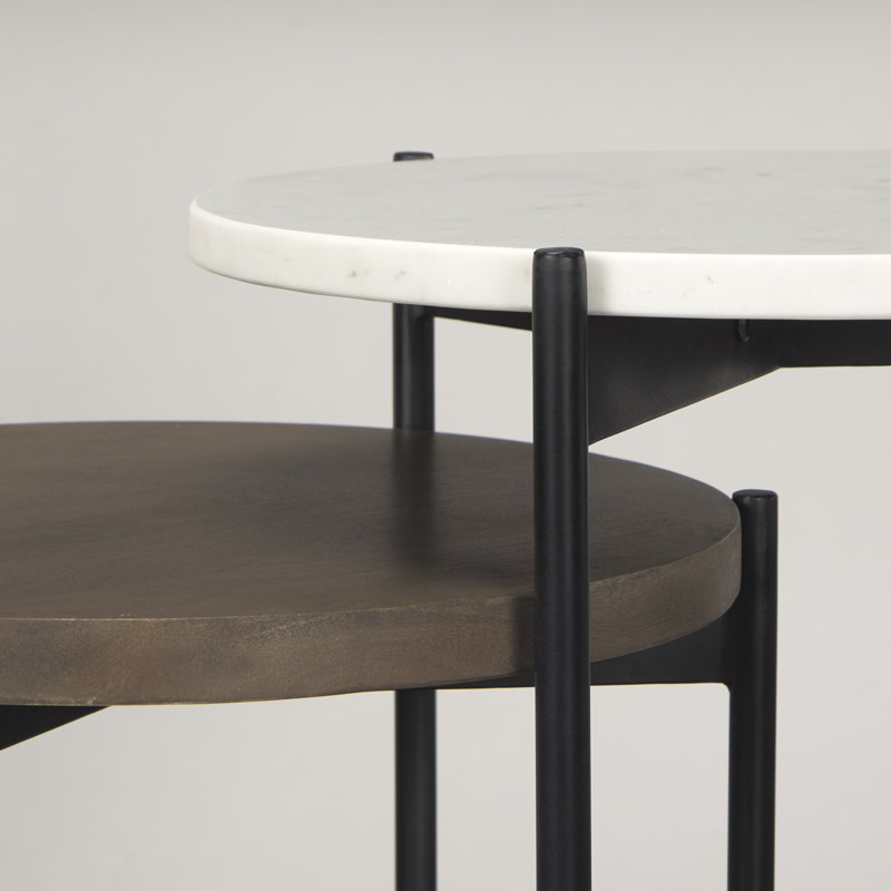 Ivelisse Nesting End Table, White/Dark Brown