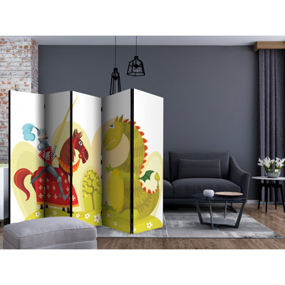 Hamza 225cm W x 172cm H 5 - Panel Solid Wood Folding Room Divider