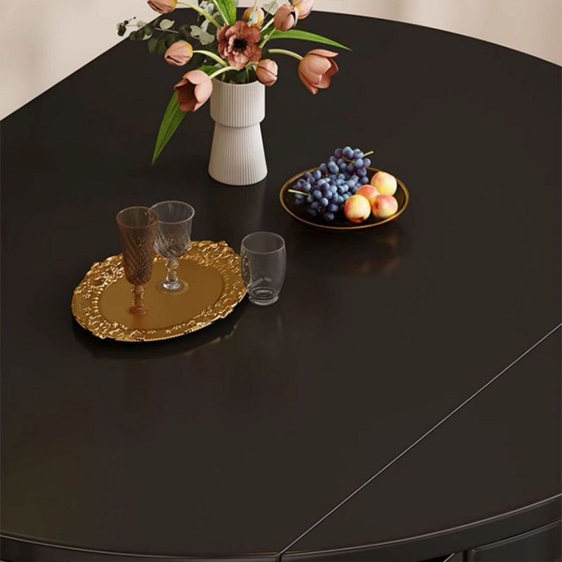 Table de salle à manger ronde noire en bois massif pour la salle à manger / cuisine, H 29,53 po x L 59,06 po x l 35,43 po