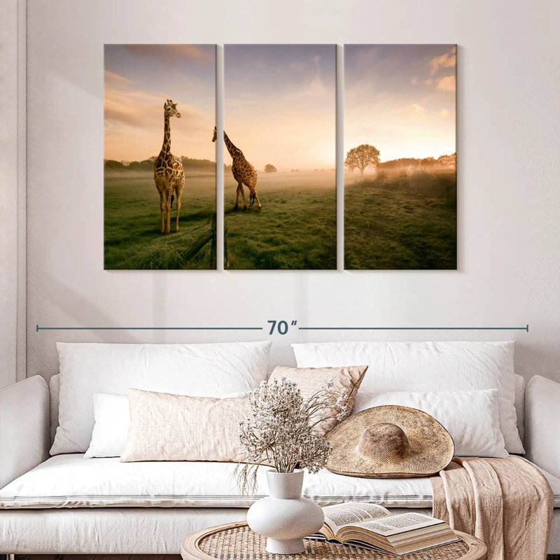 Brampt Giraffes In Savanna, 32" H x 50" W