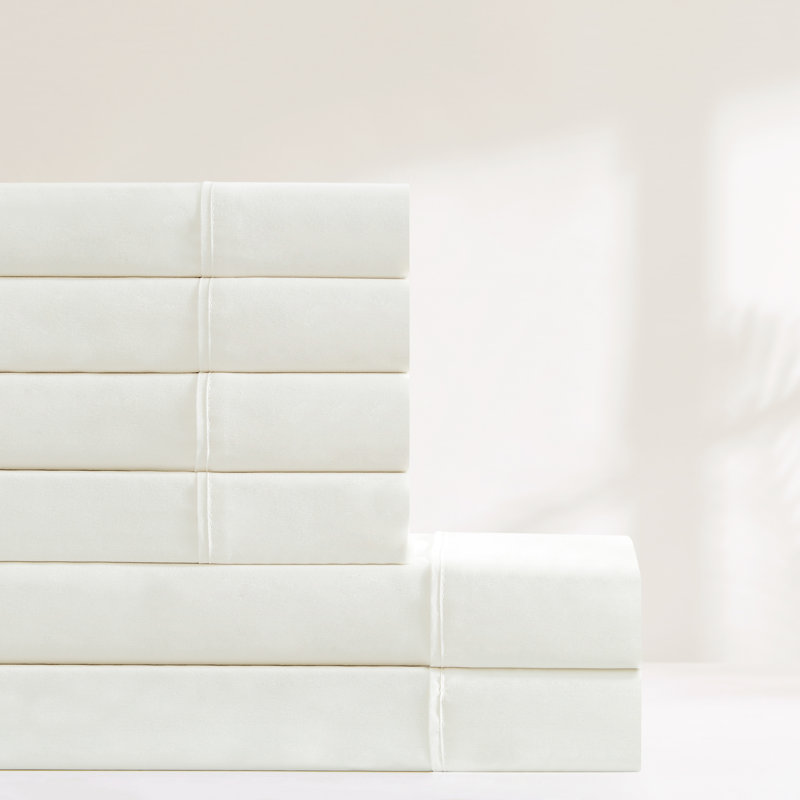 Ensemble de draps Verona, Ensemble de draps pour lit double avec 4 taies d'o, Blanc