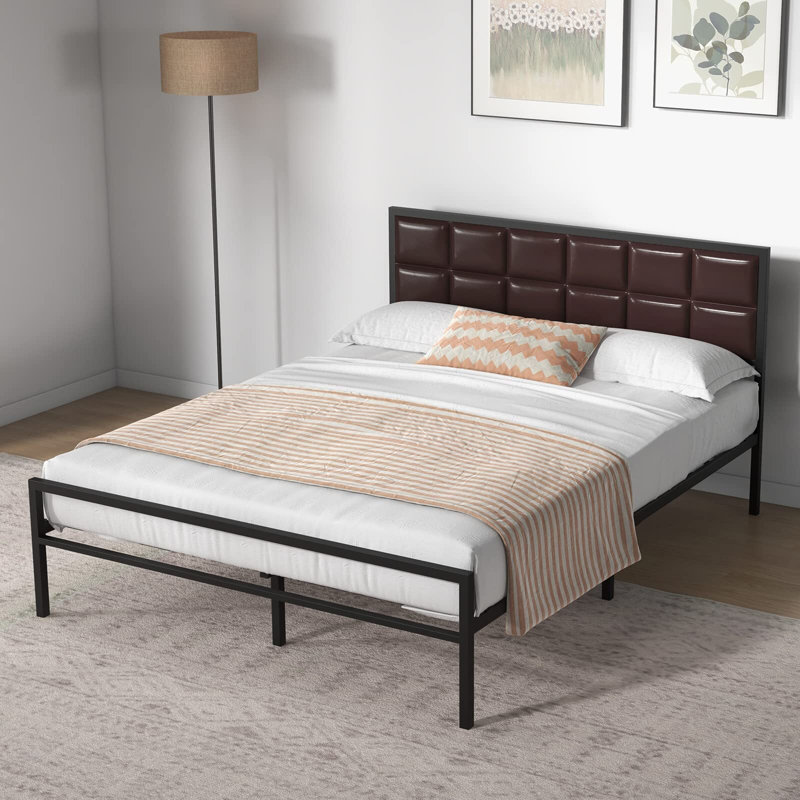 Euanthe Upholstered Bed, Red/Brown, Queen