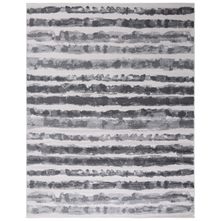 Bethlyn Striped Ivory/Charcoal Area Rug