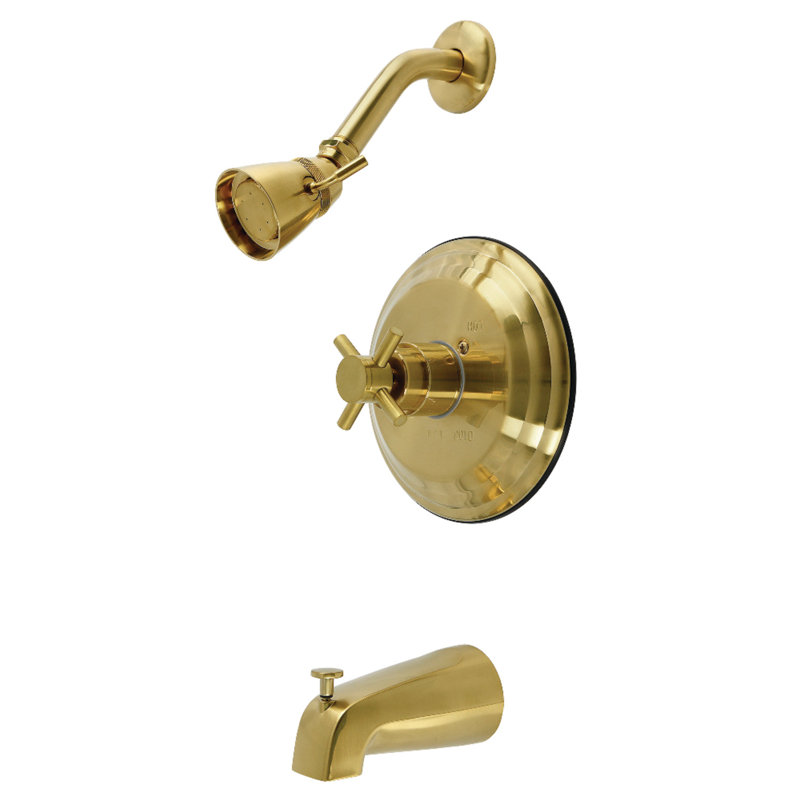 Kingston Brass Concord Single-Handle Pressure Balanced Tub and Shower Faucet, Brushed Brass