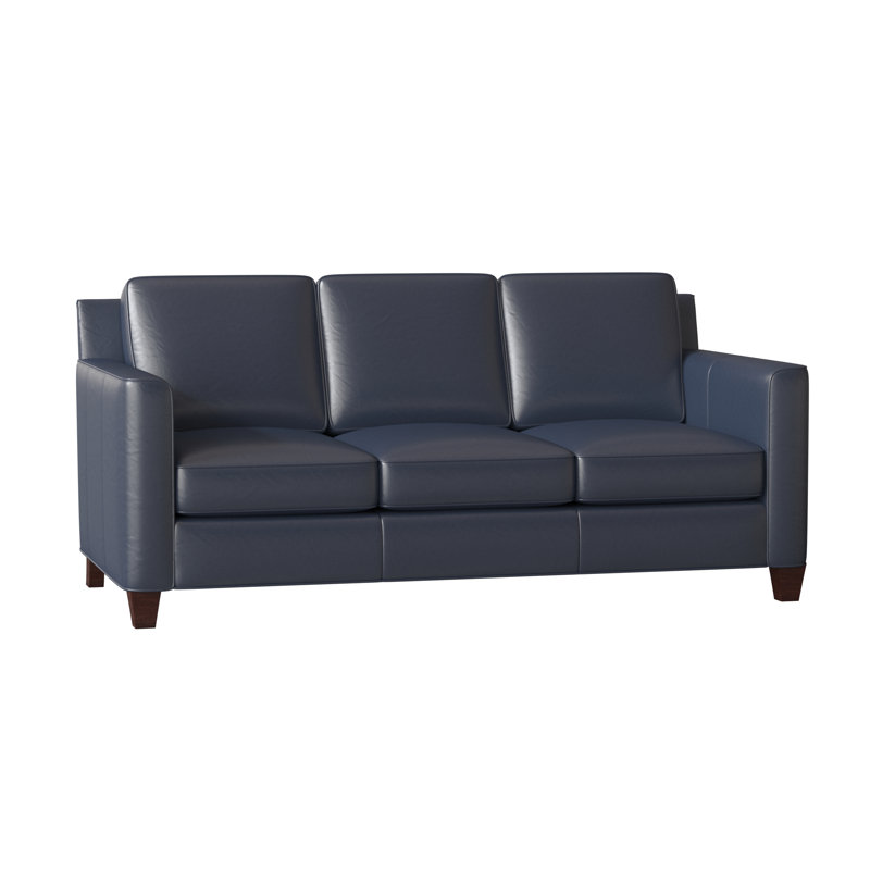Yorba Leather Sofa, Anilina Hunter Genuine Leather, Mahogany
