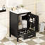 Meuble-lavabo compact de 20 pouces avec lavabo en céramique, tiroir à fermeture en douceur et structure de porte en bois massif à double couche, portes, support pour un rangement efficace
