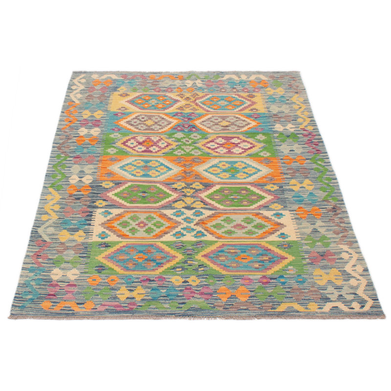 Tapis bleu en laine nouvel âge 4 pi 9 po x 6 pi 10 po Klodjana