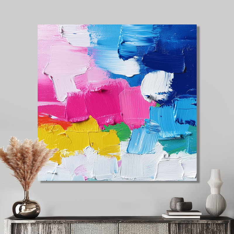 Nutica abstraite, couleur primaire résonnant dans le chaos II - art mural abstrait, H 16 po x l 16 po, Toile tendue