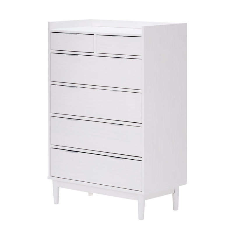 Gheorghe 6 Drawer 30" W Solid Wood Chest, White
