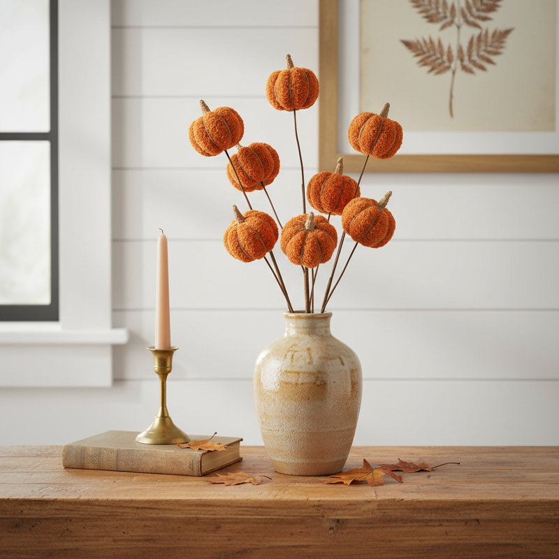 Ensemble de six mini gerbes de citrouilles orange et vertes