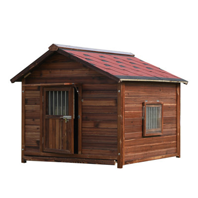 Dog House for Large Dogs Outside with Door and Adjustable Window, Big Dog House Outdoor Weatherproof with Removable Floor, Extra Large Pet House