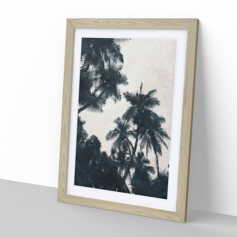 Palm Tree Fronds - Framed Print, 48cm H x 36cm W x 2cm D, Oak Framed