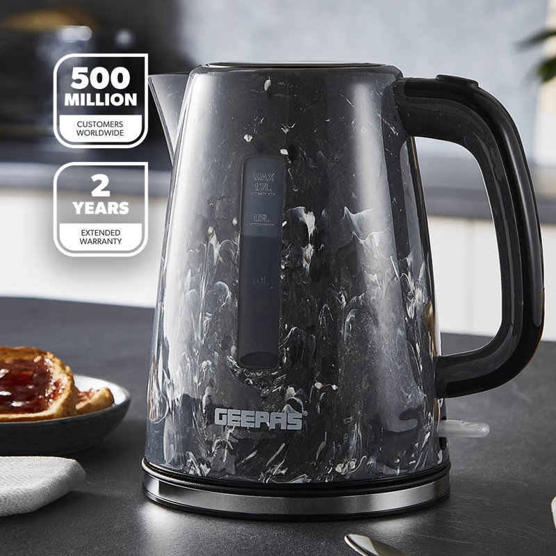 GEEPAS 1.7L Electric Kettle | Premium Kettle with 360 Rotational Base, Cordless | Concealed Heating, Strix Controller | Space Saving Cord Storage & LED Indicator | 2 Year Warranty 2200W Skye