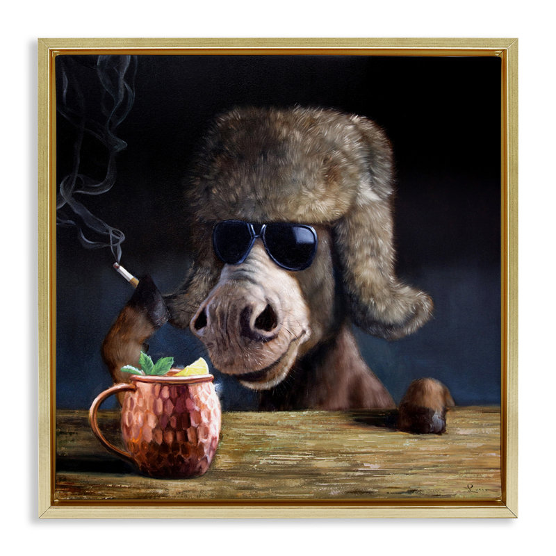 «Moscow Mule» par Lucia Heffernan, H 18 po x l 18 po, Cadre flottant métallique doré