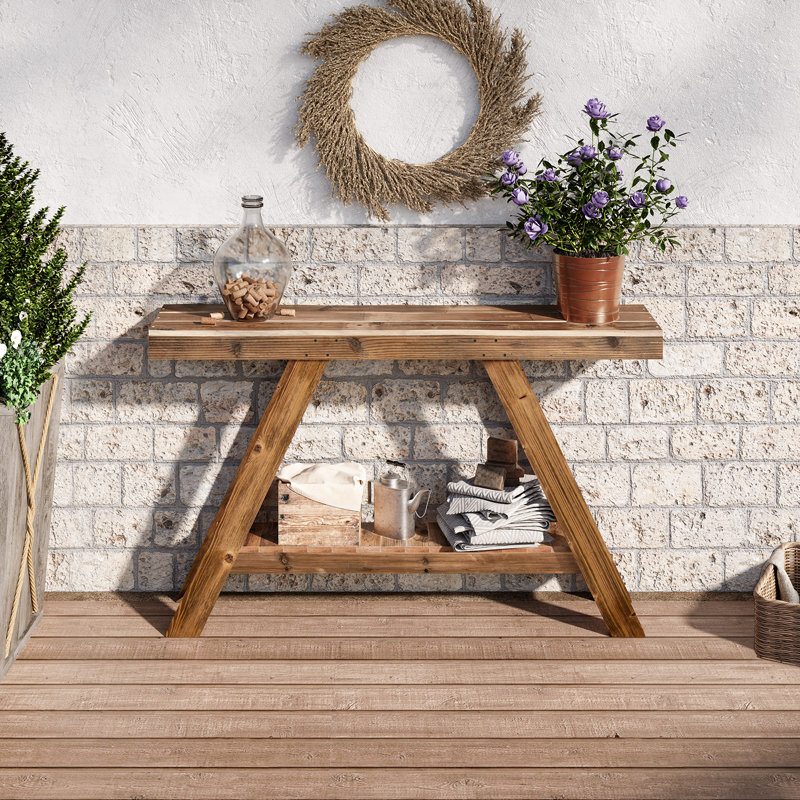 Console en bois massif 46 po, Brun, 28" H x 46" W x 10" D