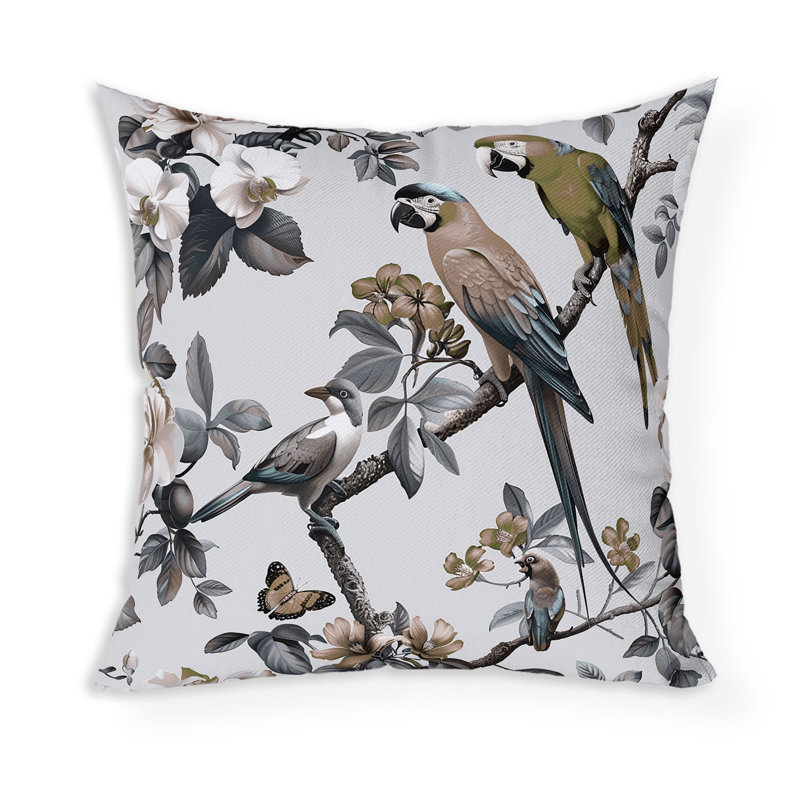 Coussin Parrot Petals Paradise, H 20 po x l 20 po, Gris / argent