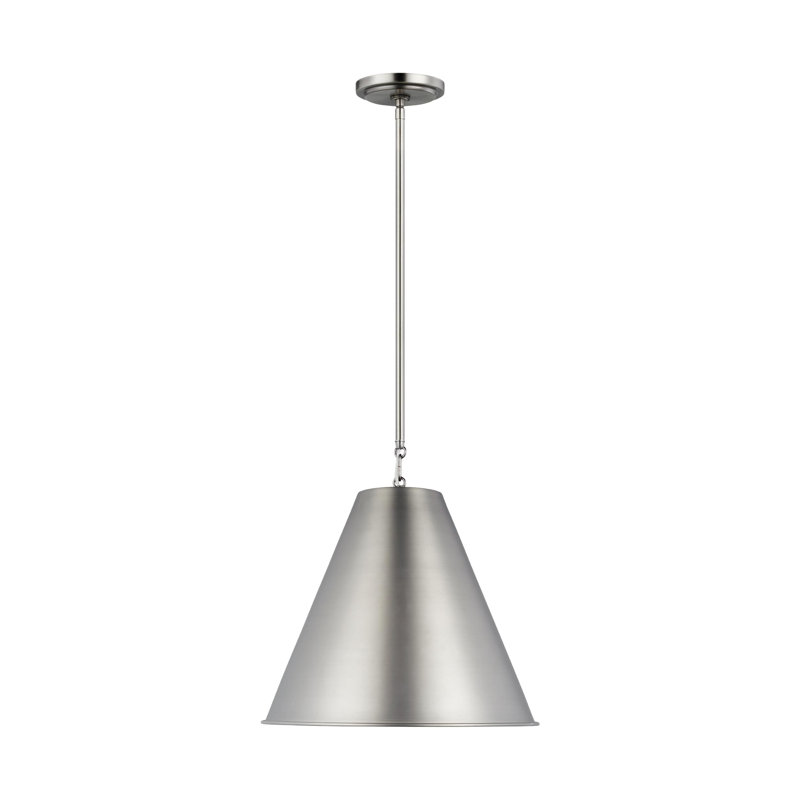 Luminaire suspendu conique à 1 lumière Camariae, Nickel ancien brossé, Nickel ancien brossé