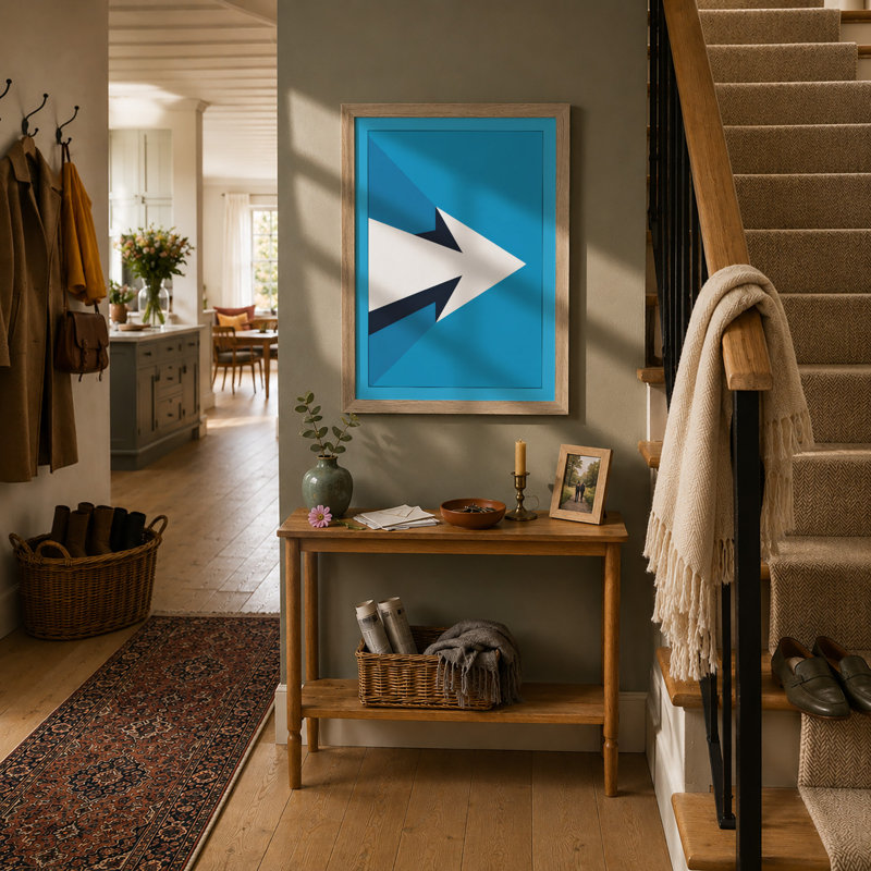 Arrow in Motion Geometric - Framed Print, A3 - 42.0 x 29.7 cm, Oak