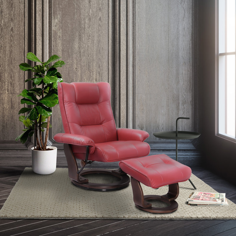  Zahide Leather Recliner With Matching Ottoman