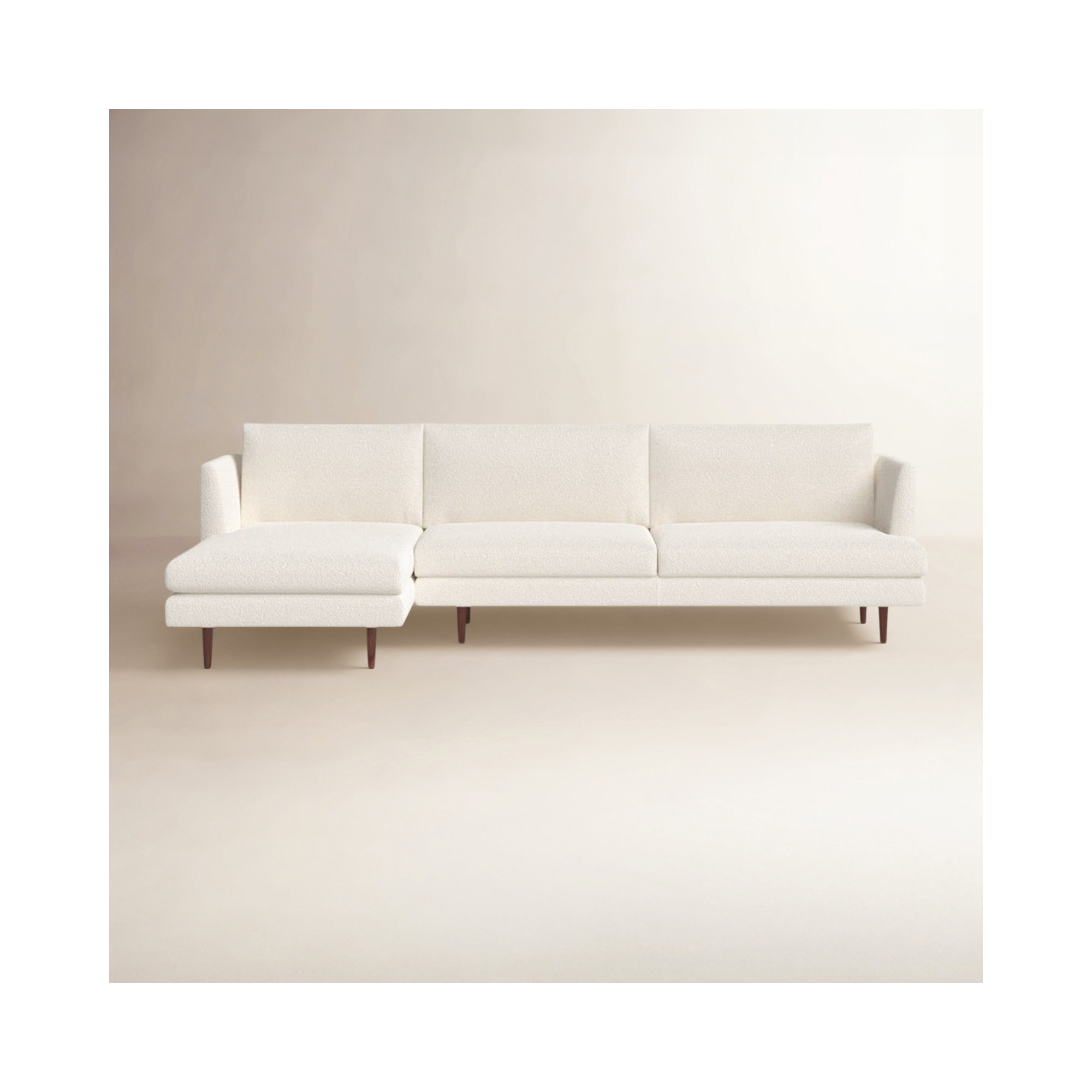 Miller 2 - Piece Upholstered Chaise Sectional, Left Hand Facing, Cream Polyester Blend