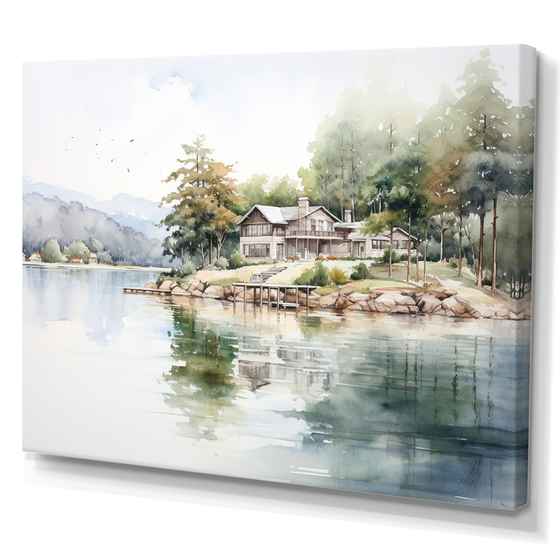 Beauté réfléchissante Lake House, Toile tendue, H 30 po x l 40 po x P 1,5 po