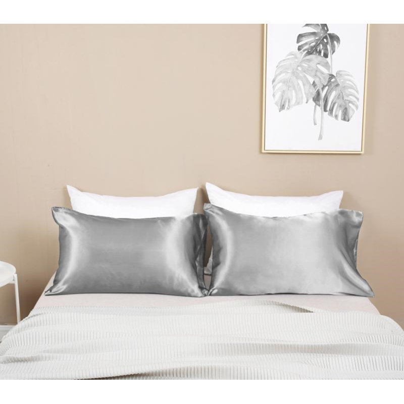 Taie d'oreiller en satin, Gris clair