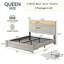 Lit de rangement grand format avec tête de lit multifonctionnelle, conception peu encombrante, blanc-712080317-706521972